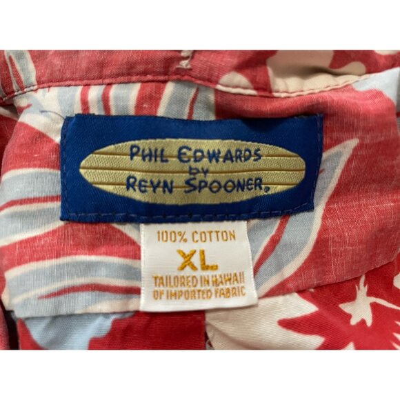 Reyn Spooner Phil Edwards Men’s Hawaiian Red Cotton Short Sleeve Shirt Sz. XL - Picture 11 of 11